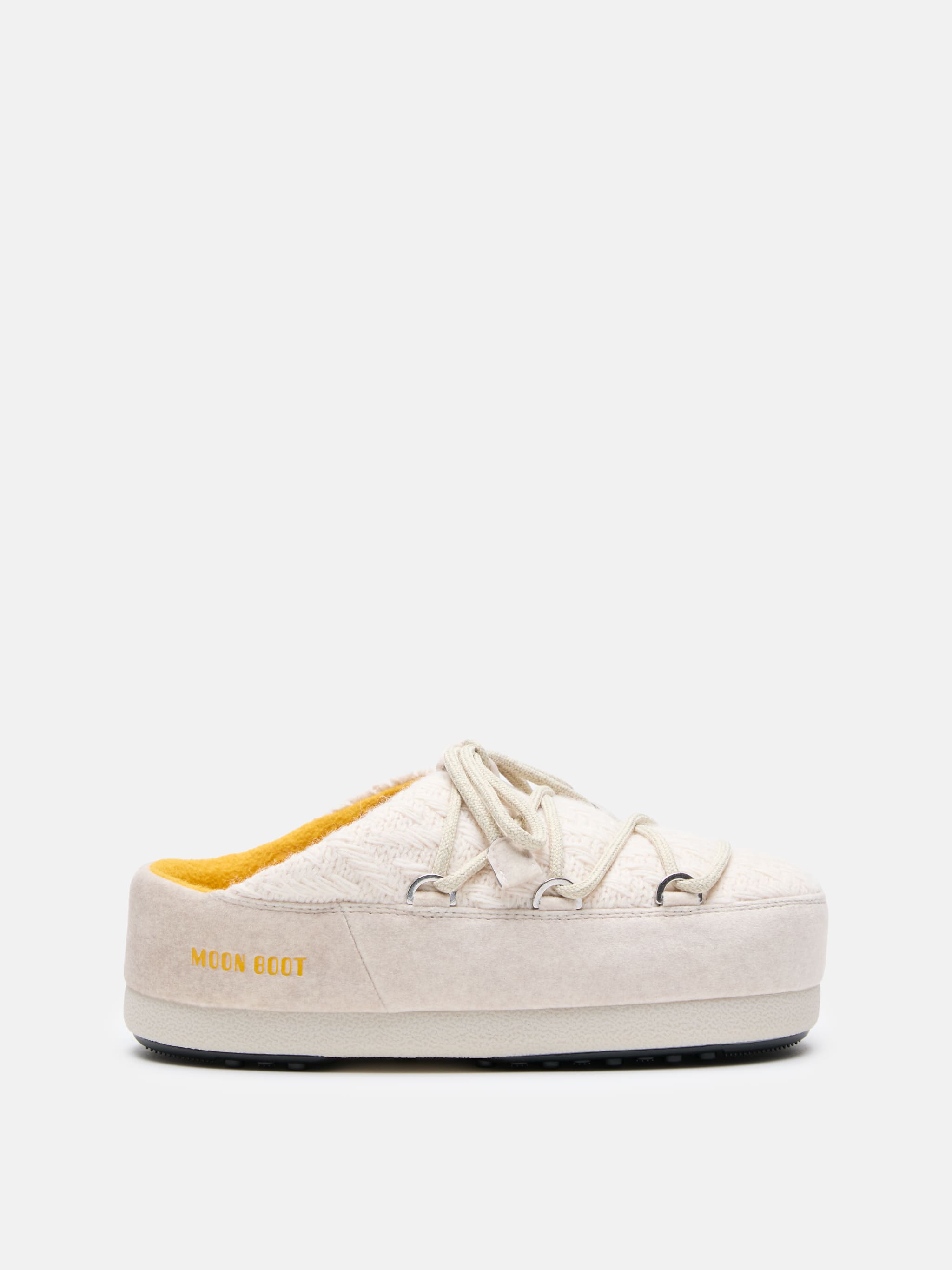 MOON BOOT X GUEST IN RESIDENCE EVX MULES IN PELLE DI LANA BIANCA SABBIA