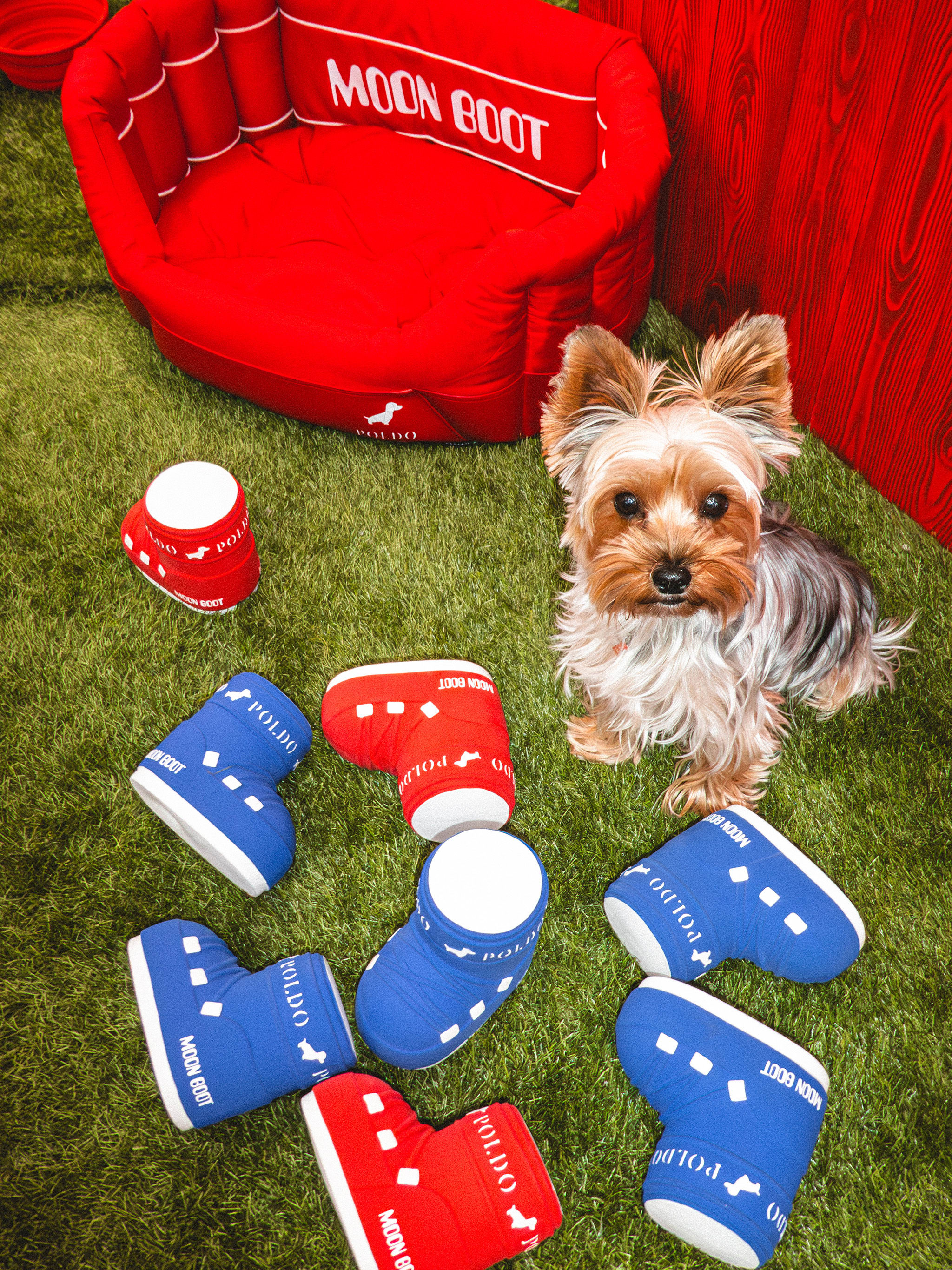 MOON BOOT X POLDO DOG COUTURE LETTO MOLLE ROSSO