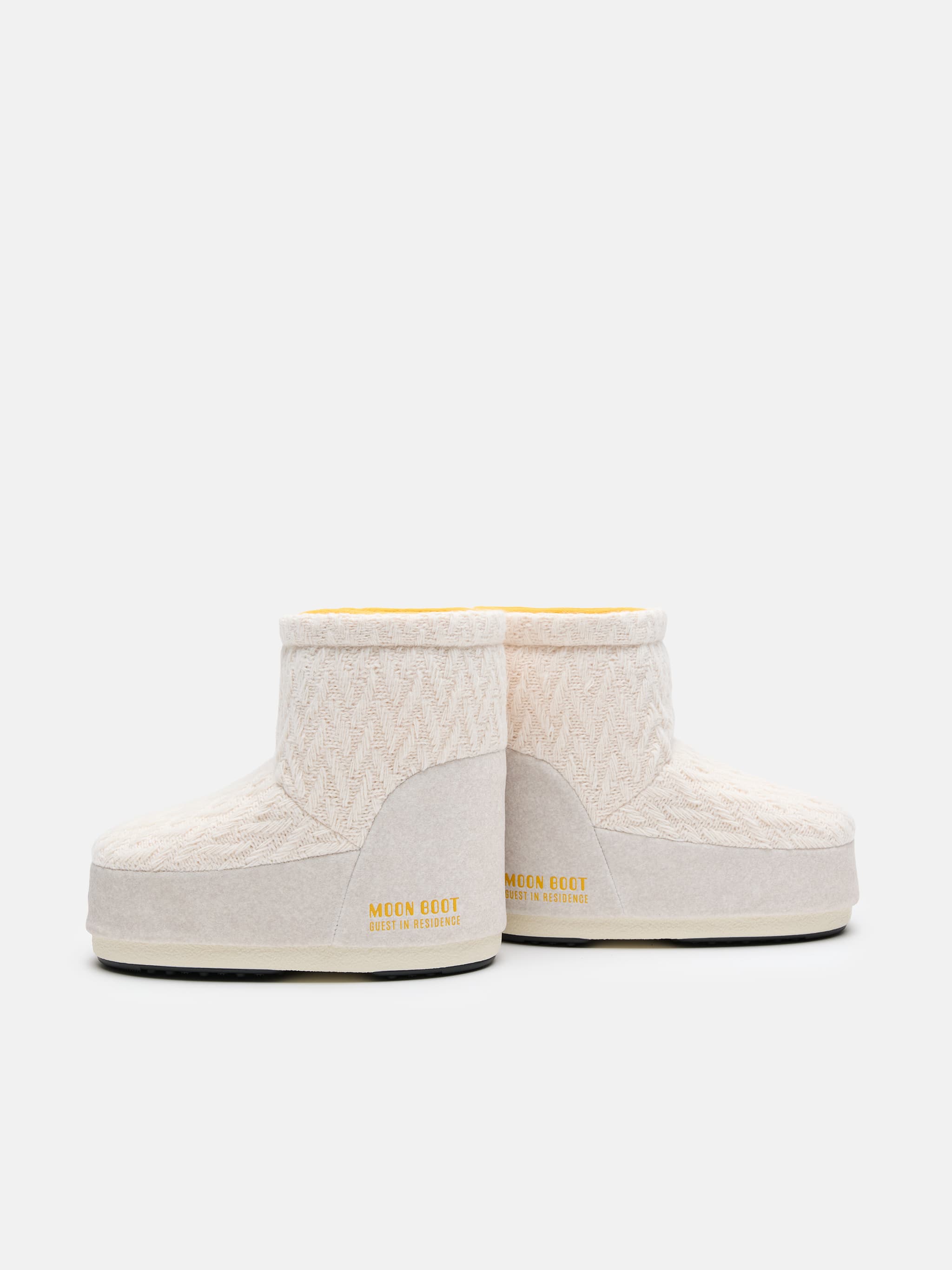 MOON BOOT X GUEST IN RESIDENCE ICON LOW NO LACE BIANCO SABBIA KNIT BOOTS