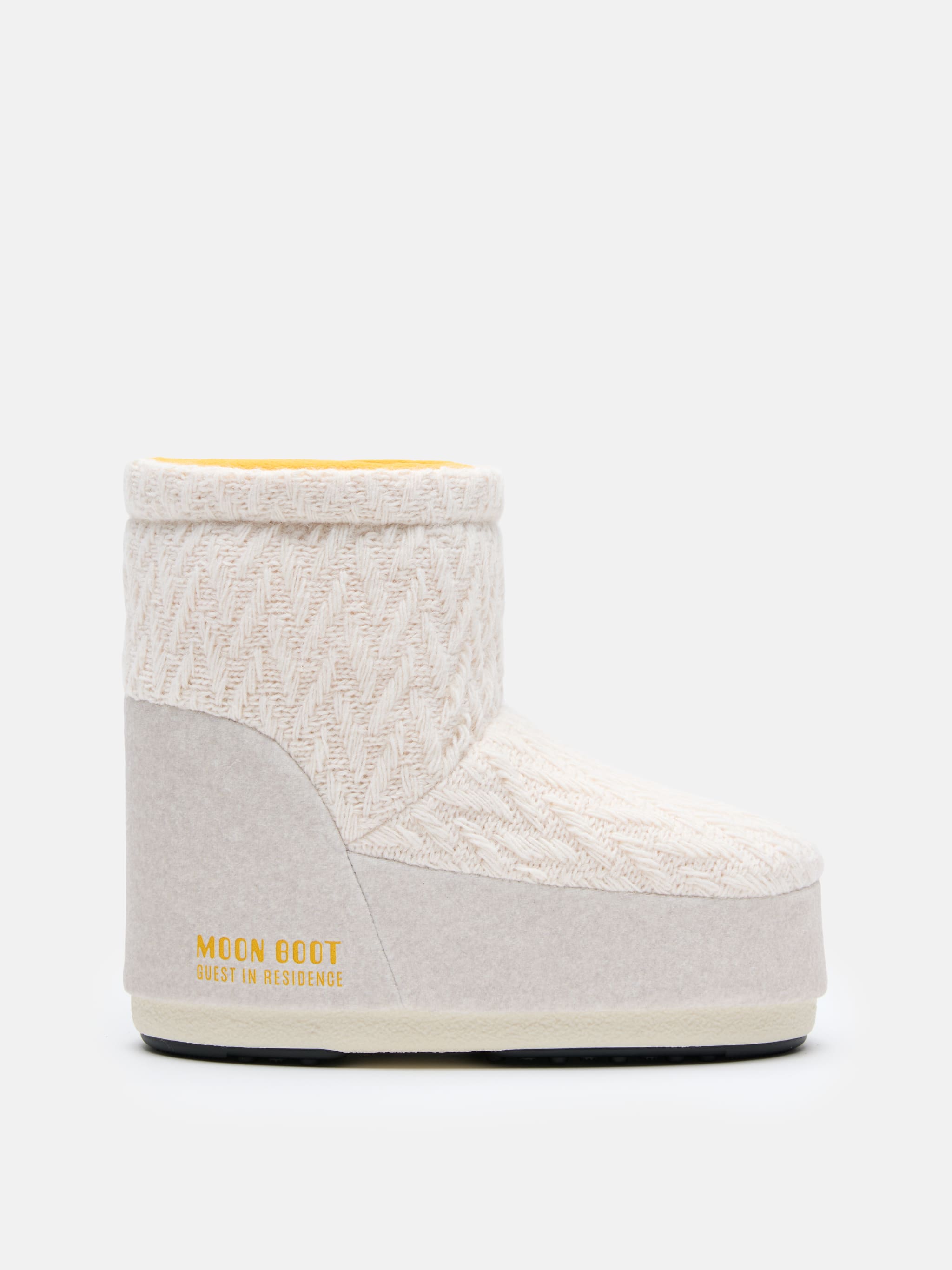 MOON BOOT X GUEST IN RESIDENCE ICON LOW NO LACE BIANCO SABBIA KNIT BOOTS