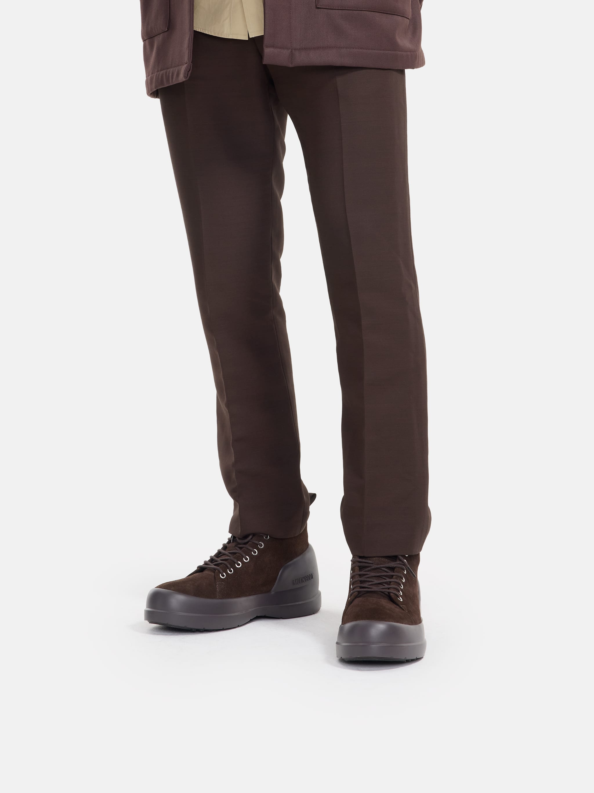 STIVALI MID LACCE IN SUEDE MARRONE SCURO MEZZALUNA
